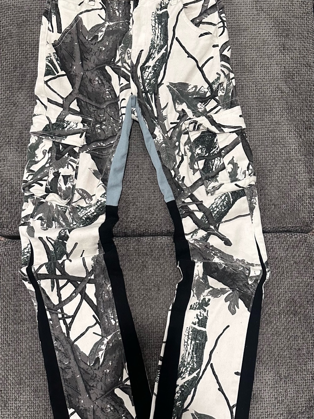 Fashion Nova Kids Camouflage Cargo Joggers in White & Black